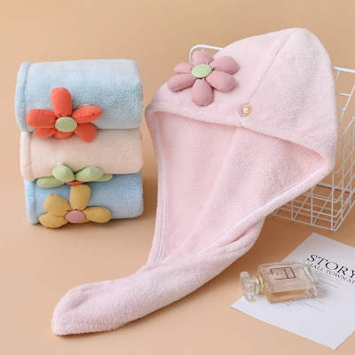 [New Arrival] Coral Velvet Hair-Drying Cap Female Adult Headcloth Thickened Fast Water Absorbent Wipe Hair Towel