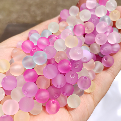 Straight Hole Rubber Beads Matte Frosted round Beads Acrylic Candy Color Beads Handmade Beaded Diy Bracelet Ornament Material