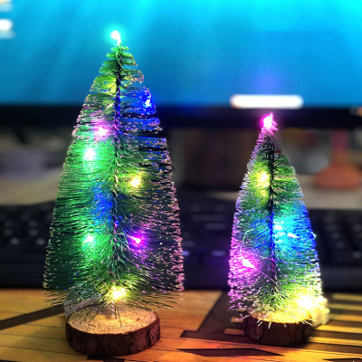 Simulation Mini Christmas Tree Lamp Cedar Decorations Table-Top Decoration Green Cranreuch Sideband LED Light Luminous Toys