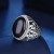 Silver Plated Black Agate Men's Ring Tide Domineering Personalized White Gold Color Men's Diamond Ring Gemstone Ring Male Opening Wholesale