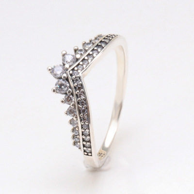 Panjia Princess Wish White Copper Ring European and American New Crown Ring Temperament Twin Ring Knuckle Ring Female