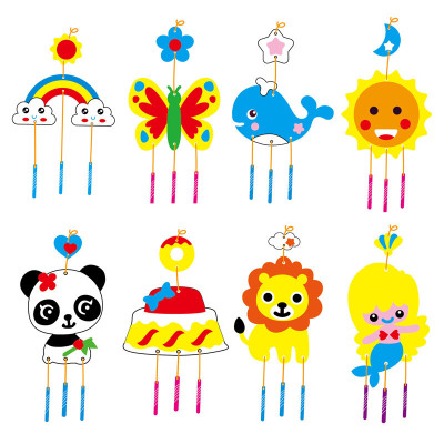 8 Children's DIY Wind Chimes Material Package Non-Woven Handmade Ornaments Cute Cartoon Wind Chimes Small Gift