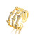 18K Plated Gold Ring Female Retro Diamonds Ins Simple French Entry Lux Index Finger Geometric Open Irregular Ring Thin