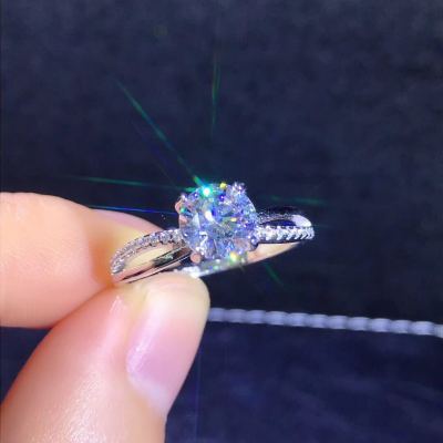 Liu Shishi's Same Style 1 Karat Four-Claw Ring 2 Karat Simulation Moissanite Zircon Eight Hearts and Eight Arrows Wedding Diamond Ring