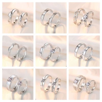 Simple Fashion in Europe and America Diamond Ring Couple Ring a Pair of Open Adjustable Zircon Ring Female Diamond Ring Wholesale