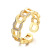 18K Plated Gold Ring Female Retro Diamonds Ins Simple French Entry Lux Index Finger Geometric Open Irregular Ring Thin