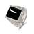 Silver Plated Black Agate Men's Ring Tide Domineering Personalized White Gold Color Men's Diamond Ring Gemstone Ring Male Opening Wholesale