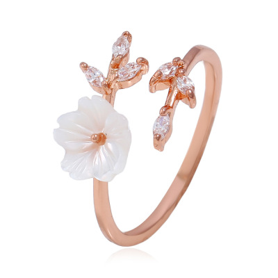 AliExpress Cross-Border Hot Accessories Branches Flower Open Ring European and American Minimalist Creative Jewelry Factory Direct Sales