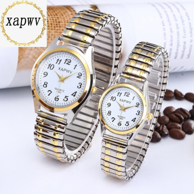 Middle-Aged and Elderly People's Dial Pointer Digital Surface Men's Watch Female Elastic Band Quartz Couple Fashion Pair Watch