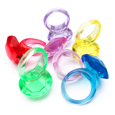 Children's Plastic Acrylic Crystal-like Boys and Girls Exaggerated Gem Ring Toy Play House Game Reward Gift