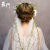 Factory Wholesale Beige Mesh Garland European Artificial Flower Rose Wedding Dress Veil Bride Hawaii Headdress for Taking Photos