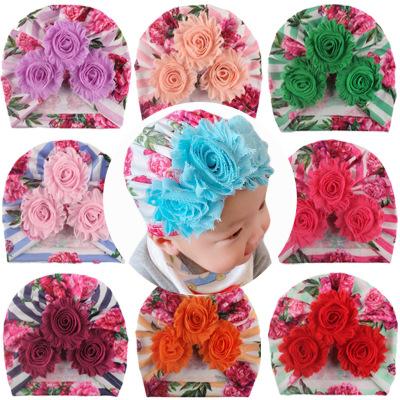 INS New Baby Hair Accessories European and American Children's Variety Floral Striped Printed Hat Baby Boundless