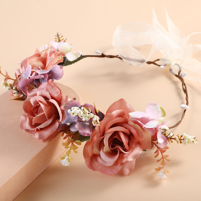 Customized European And American Fabric Artificial Wreath Japanese And Korean Bride Hair Band Seaside Vacation Travel Photo Dress Up Headwear