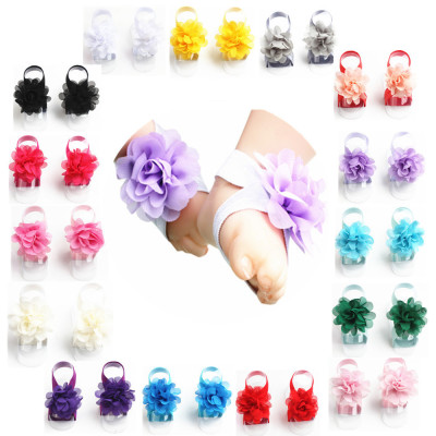 New European and American Fashion Children's Chiffon Flower Headband + Feet Flower Set/Baby Foot Band Foreign Trade Wholesale