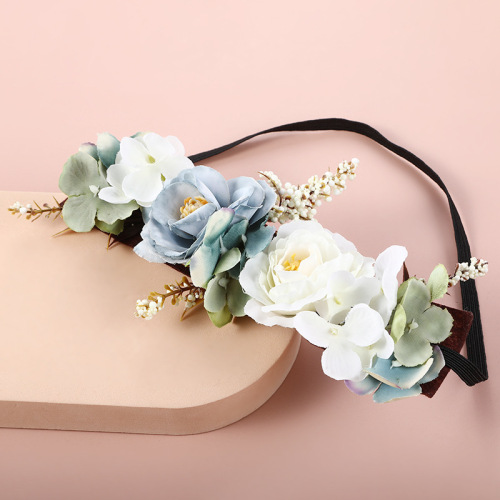 Cross-Border European and American Headband Hair Band Artificial Flower Hair Band Headdress Flower Japanese and Korean Hair Accessories Studio Shooting Photo Headdress Wholesale