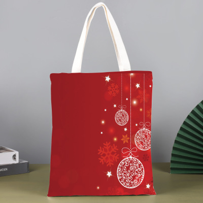Factory Professional Customized Canvas Bag Environmental Protection Handbag Christmas Snowman Pattern Shoulder Bag Printable Pattern