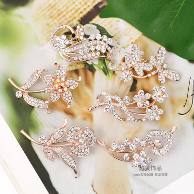 Best Seller in Europe and America Exquisite Diamond Dragonfly Flower Brooch Korean Style High-End Corsage AliExpress Wish Clothing Accessories Pin