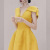 Yellow Dress 2022 New Summer Temperament Goddess Style Clothes Mature Sexy V-neck Waist-Tight Formal Dress