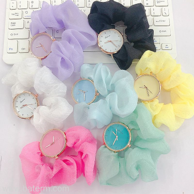 Japanese and Korean Summer Super Fairy Seersucker Color Ribbon Watch Female Macaron Color Gorgeous Girl Watch 