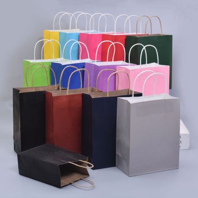 Kraft Paper Bag in Stock Wholesale Clothing Advertising Shopping Handbag Takeaway Gift Bag Customizable Logo