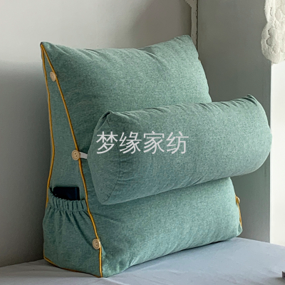 Linen Triangle Cushion Bedside Cushion Pillow Office Lumbar Cushion Big Backrest