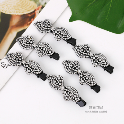 Headdress Clip Elegant Bow Rhinestone Barrettes Female Mother Hairpin Back Head Side Clip Horizontal Clip Top Clip Wholesale