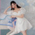 2022 Summer Lace Small White Refined Handmade Lace Dress Design High Waist A- line Shell Skirt 9472
