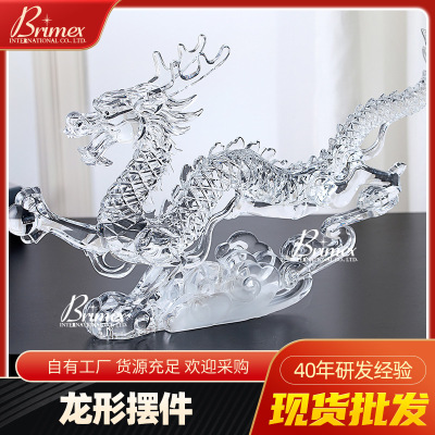 In Stock Wholesale Creative Dragon-Shaped Ornaments Transparent Animal Dragon Office Home Crafts 12 Zodiac Crystal Ornaments