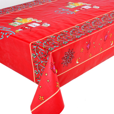Yiwu Factory Direct Sales Fashionable Waterproof and Oil-Proof Ramadan Pattern PVC Printed Tablecloth Table Cloth