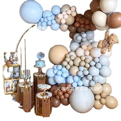 Thickened Blue and Coffee Color Balloon Arch Garland Set Macaron Blue Gray 145pcs Birthdayxizan
