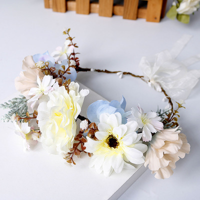 Bride Wreath Headdress Korean Princess Wedding Dress Formal Dress Accessories Fresh Elegant Artificial Flower Sunflower Headband