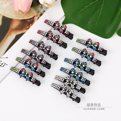 High-End Graceful Bow Rhinestone Barrettes Retro Color Side Bang Clip Korean Style Graceful Online Influencer Hair Accessories