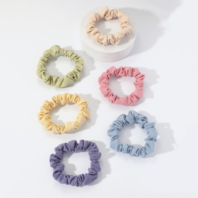 2022 New Cross-Border Hot Sale Simple Pure Colored Fresh Pastoral Style Fabric Hair Rope Hair Ring Female Headdress Small Intestine Ring