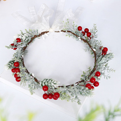 New Hot Sale Christmas Wreath Red Berry Artificial Wreath Hair Band Wedding Photo Travel Commemorative Festival Headwear