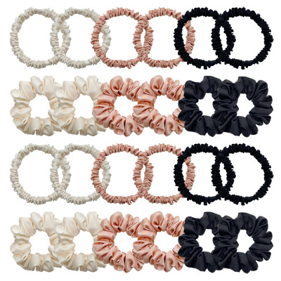 French Style High-Grade Artificial Silk Intestine Hair Band Ins Simple Korean Satin Large Intestine Small Intestine Hair Band Hair Rope Wholesale