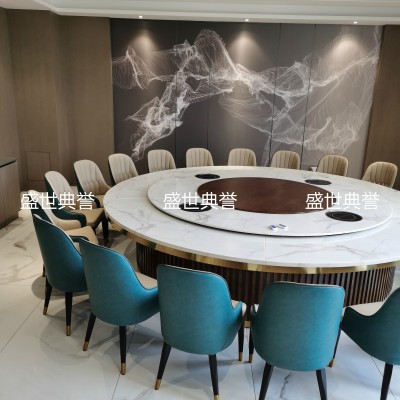 Star Hotel Electric Dining Table and Chair Seafood Restaurant Marble round Table Club Modern Light Luxury Electric Table