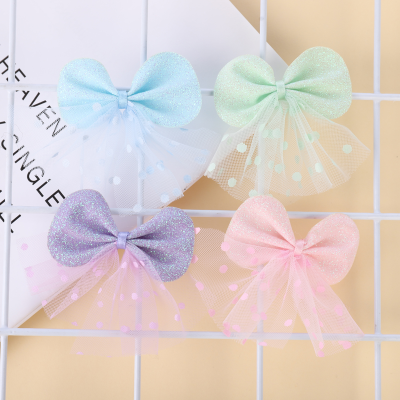 DIY Handmade Mesh Fluorescent Sequin Bow Korean Style Children's Hair Accessories Gift Ornament Hat Accessories