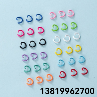 100 DIY Color Paint Broken Ring Connection Ring C- Ring Opening Accessories Creative Candy Color Hoop Small Single Circle