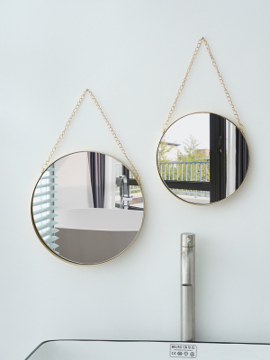 Simple Kindergarten Wall Hanging Cosmetic Mirror Bathroom Mirror Nordic Iron round Golden Mirror Beauty Salon Bedside Mirror