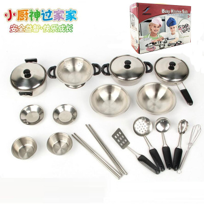 Children's Anti-Fall Board Game Set Stainless Steel Kitchen Utensils for Cooking and Cooking Play House Toy Tableware