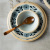 Bird Feather Series round Ceramic Dim Sum Plate Japanese Retro Hand-Painted Pattern Underglaze Color Craft Wide-Brimmed Bowl Tableware