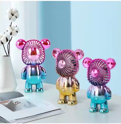 New Cartoon Colorful Bear USB Rechargeable Student Fan Gift