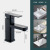Bathroom Washbasin Digital Display Temperature Control Faucet Double Bathroom Cabinet Black and White Square Tap Water Hot and Cold Faucet