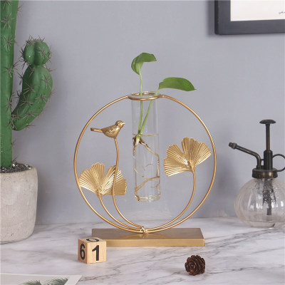 Modern Light Luxury Creative Hydroponics Test Tube Glass Vase Decoration Living Room Dining Table TV Cabinet Fake/Artificial Flower Flower Device
