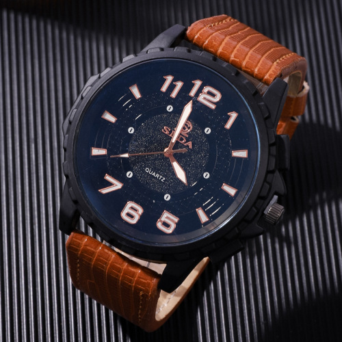 Foreign Trade New Business Retro Men watch Large Dial Belt Quartz Watch Men‘s Casual Watch Wholesale Watch 
