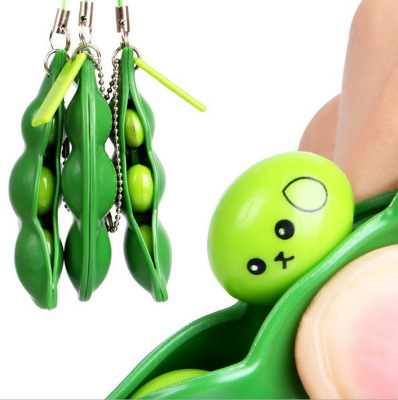 Cross-Border Squeeze Bean Stress Relief Bean Squeeze Music Creative Pressure Relief Relieving Stuffy Pea Pod Keychain Toy