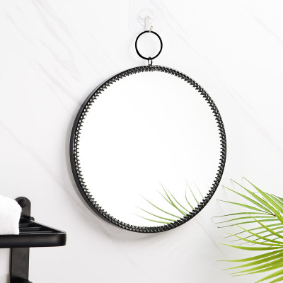 Bathroom Mirror Wall-Mounted Iron Toilet Dressing Mirror Decorative Mirror Hanging Desktop Cosmetic Mirror Wall-Mounted Washstand
