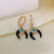 New European and American Style Fashion Earrings Women's High-Grade Metal Ring Earrings Retro Couple Moon Shaped Zircon Ear Stud Earring
