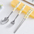 Portable Ceramics Stainless Steel Tableware Three-Piece Set Children Student Outdoor Travel Fork Spoon Chopsticks Cutlery Set Wholesale