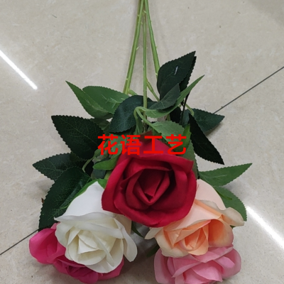 Plastic Artificial Rose Artificial Flowers Wedding Hotel Home Decoration New Plastic Fake Flower Rattan Simulation Plant